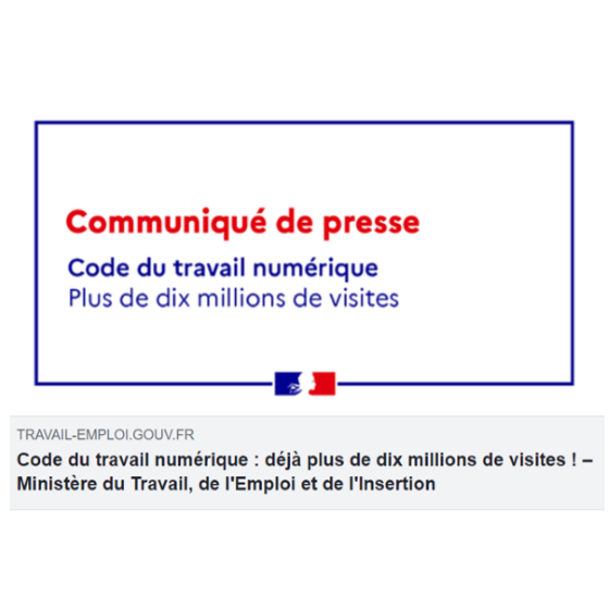 Code du travail numérique : déjà plus de dix millions de visites ! / Ministère du Travail